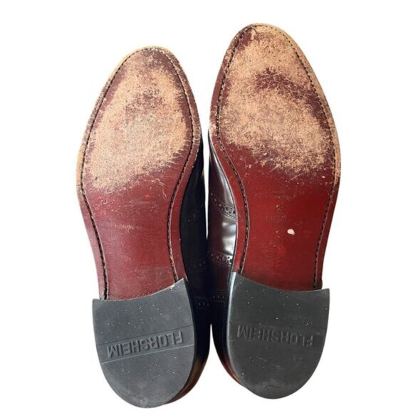 Florsheim Leather Wingtip Oxford Dress Shoes Burgundy Lace Up Men\'s Size 9